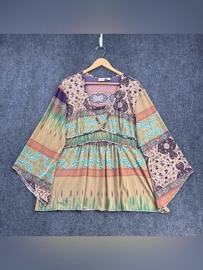 Cato Colorful Angelcore Boho Fairy Tunic Top Bell Sleeves Women’s Plus 26/28